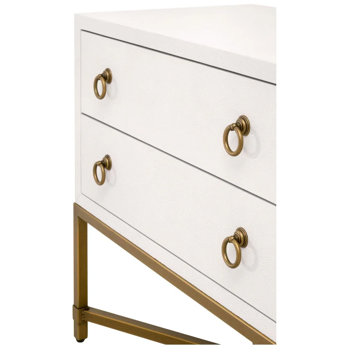 Essentials For Living Strand Shagreen 2-Drawer Nightstand ~ Pearl Shagreen, Brushed Gold Hardware - Image 7