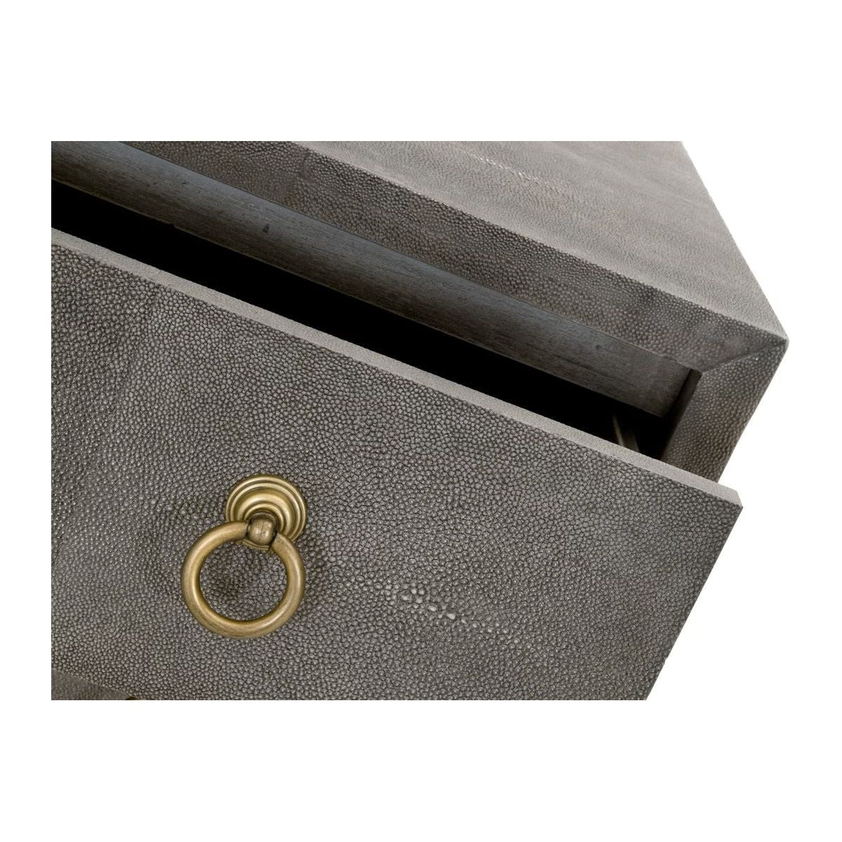 Essentials For Living Strand Shagreen 3-Drawer Nightstand ~ Gray Shagreen, Brushed Gold Hardware - Image 5