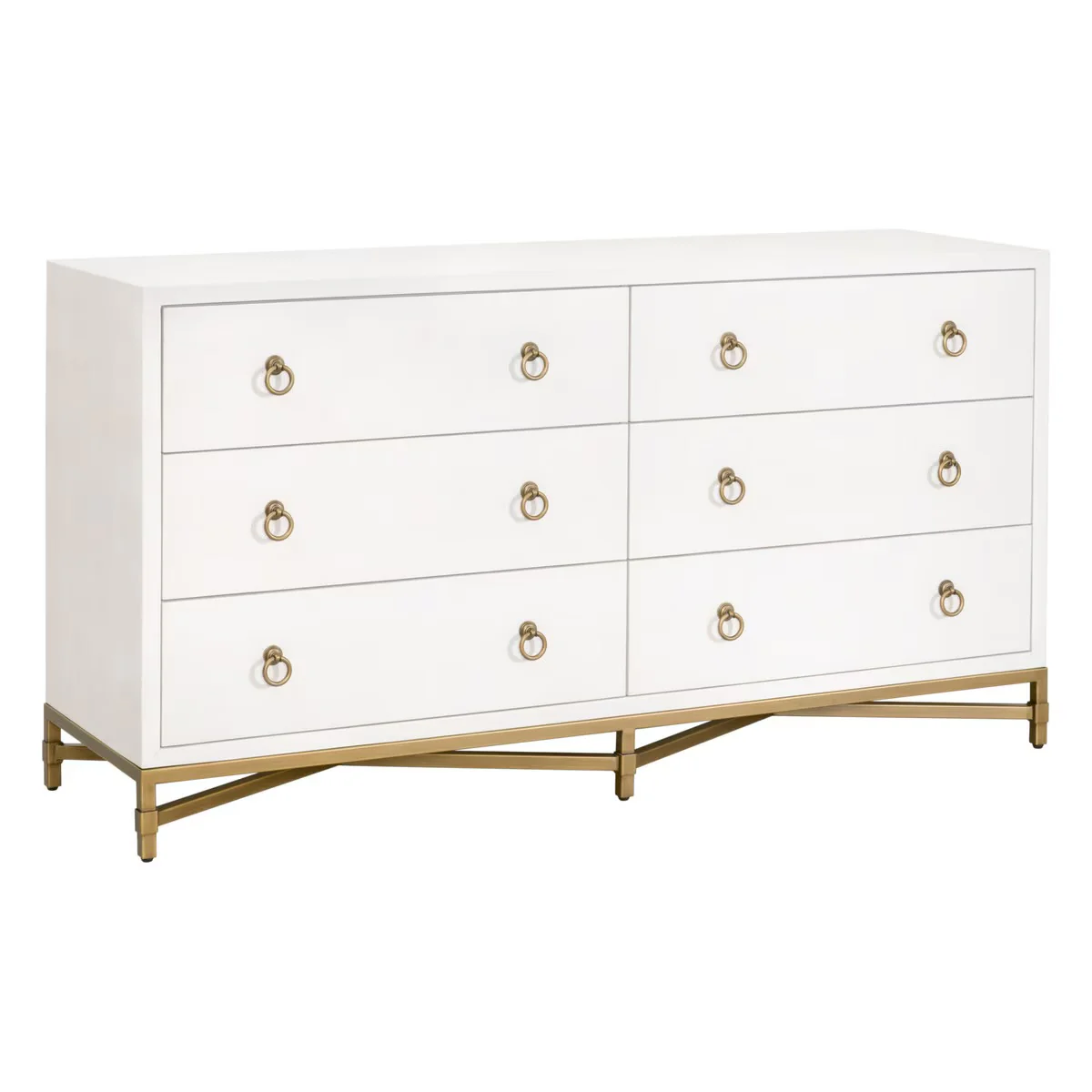 Essentials For Living Strand Shagreen 6-Drawer Double Dresser ~ Pearl Shagreen With Brushed Gold Hardware - Image 3