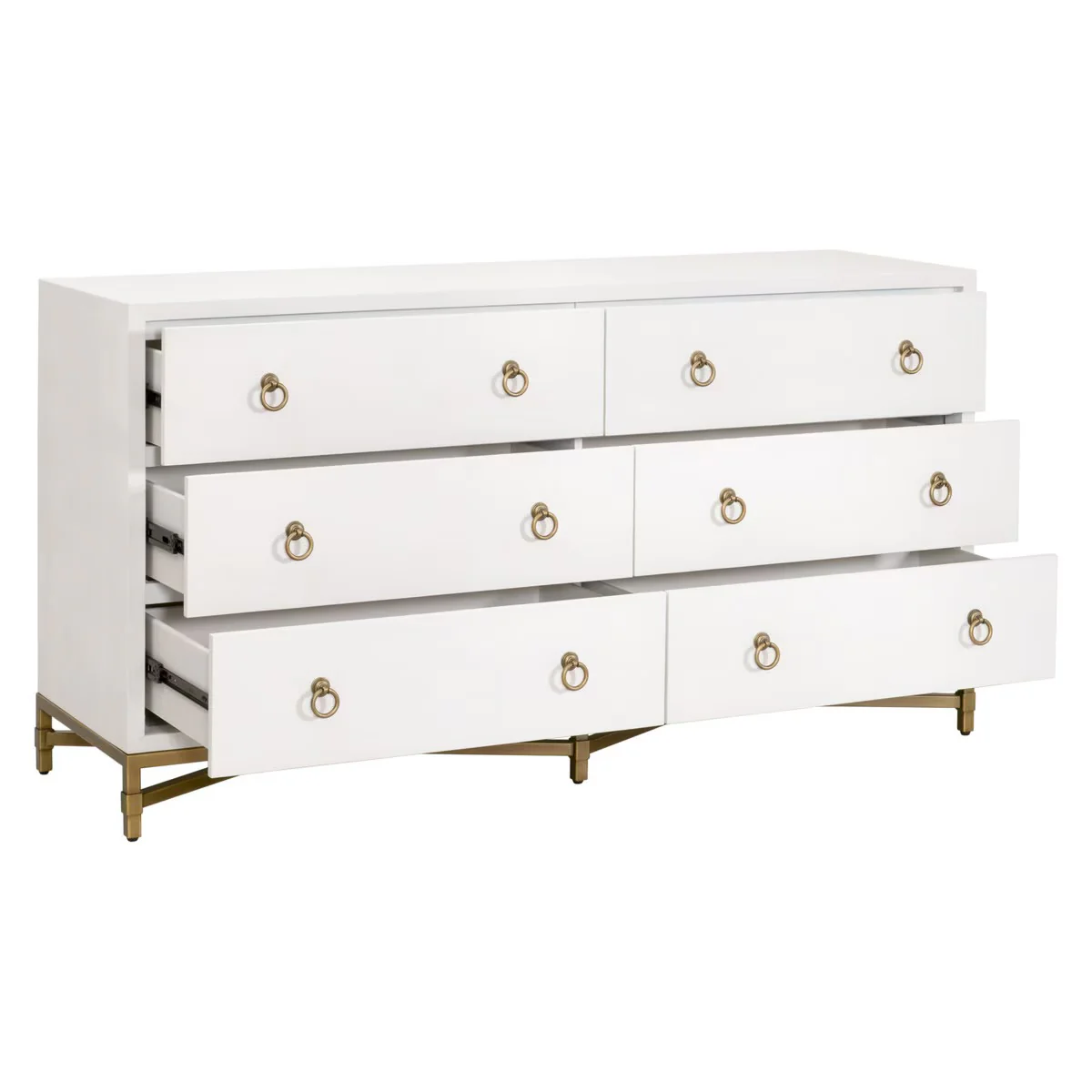 Essentials For Living Strand Shagreen 6-Drawer Double Dresser ~ Pearl Shagreen With Brushed Gold Hardware - Image 4