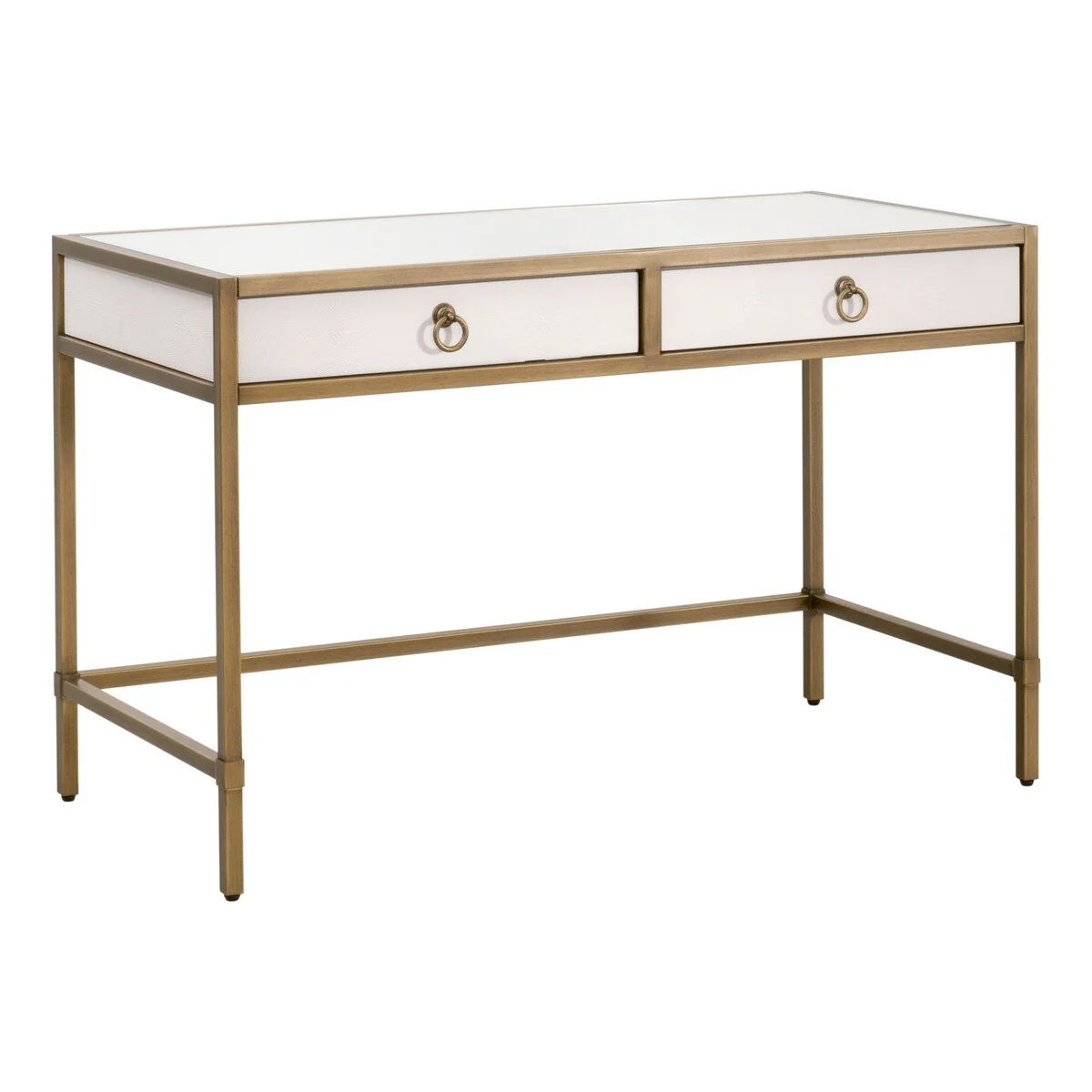 Essentials For Living Strand Shagreen Desk~ Pearl Shagreen, Brushed Gold - Image 3