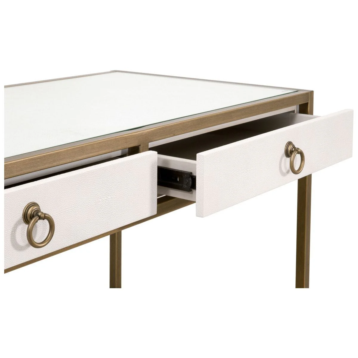 Essentials For Living Strand Shagreen Desk~ Pearl Shagreen, Brushed Gold - Image 9