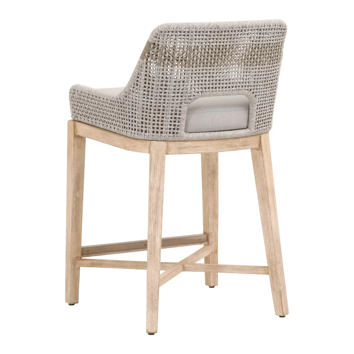 Essentials For Living Tapestry Counter Stool ~ Taupe & White Flat Rope, Taupe Stripe, Performance Pumice With Natural Gray Mahogany Frame - Image 4