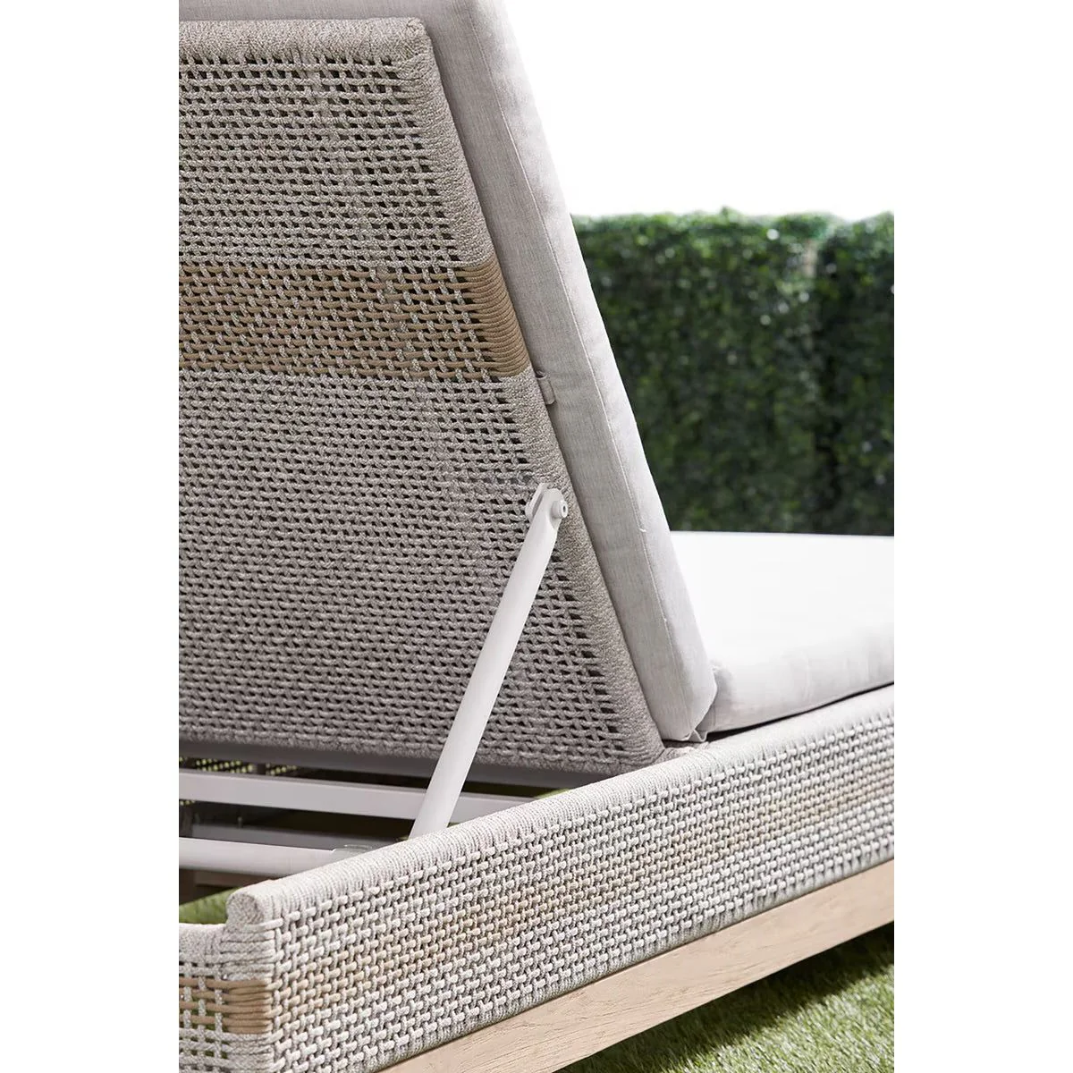 Essentials For Living Tapestry Outdoor Chaise Lounge ~ Taupe & White Flat Rope, Taupe Stripe, Performance Pumice, Gray Teak - Image 10