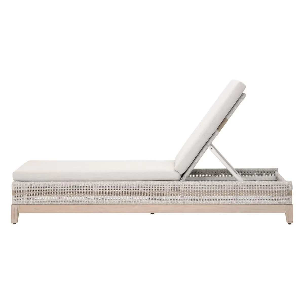 Essentials For Living Tapestry Outdoor Chaise Lounge ~ Taupe & White Flat Rope, Taupe Stripe, Performance Pumice, Gray Teak - Image 3