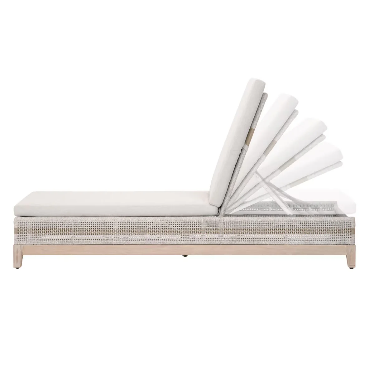 Essentials For Living Tapestry Outdoor Chaise Lounge ~ Taupe & White Flat Rope, Taupe Stripe, Performance Pumice, Gray Teak - Image 4