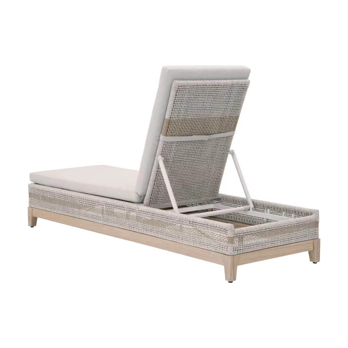 Essentials For Living Tapestry Outdoor Chaise Lounge ~ Taupe & White Flat Rope, Taupe Stripe, Performance Pumice, Gray Teak - Image 5