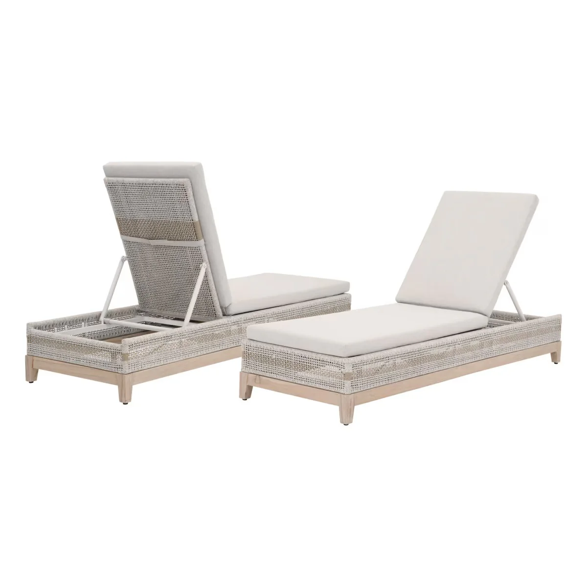 Essentials For Living Tapestry Outdoor Chaise Lounge ~ Taupe & White Flat Rope, Taupe Stripe, Performance Pumice, Gray Teak - Image 6