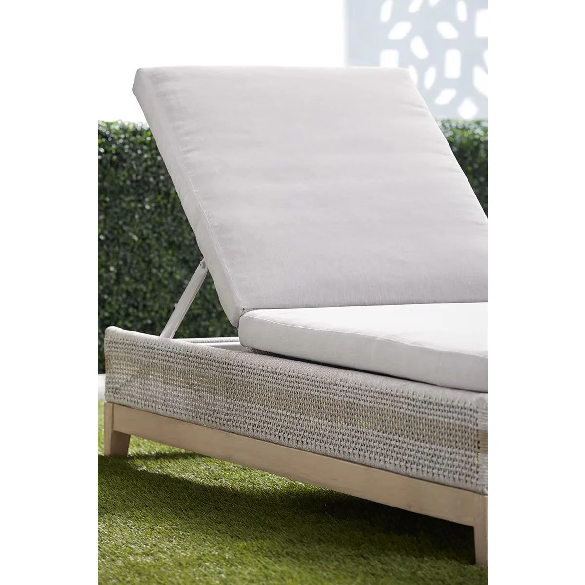 Essentials For Living Tapestry Outdoor Chaise Lounge ~ Taupe & White Flat Rope, Taupe Stripe, Performance Pumice, Gray Teak - Image 8