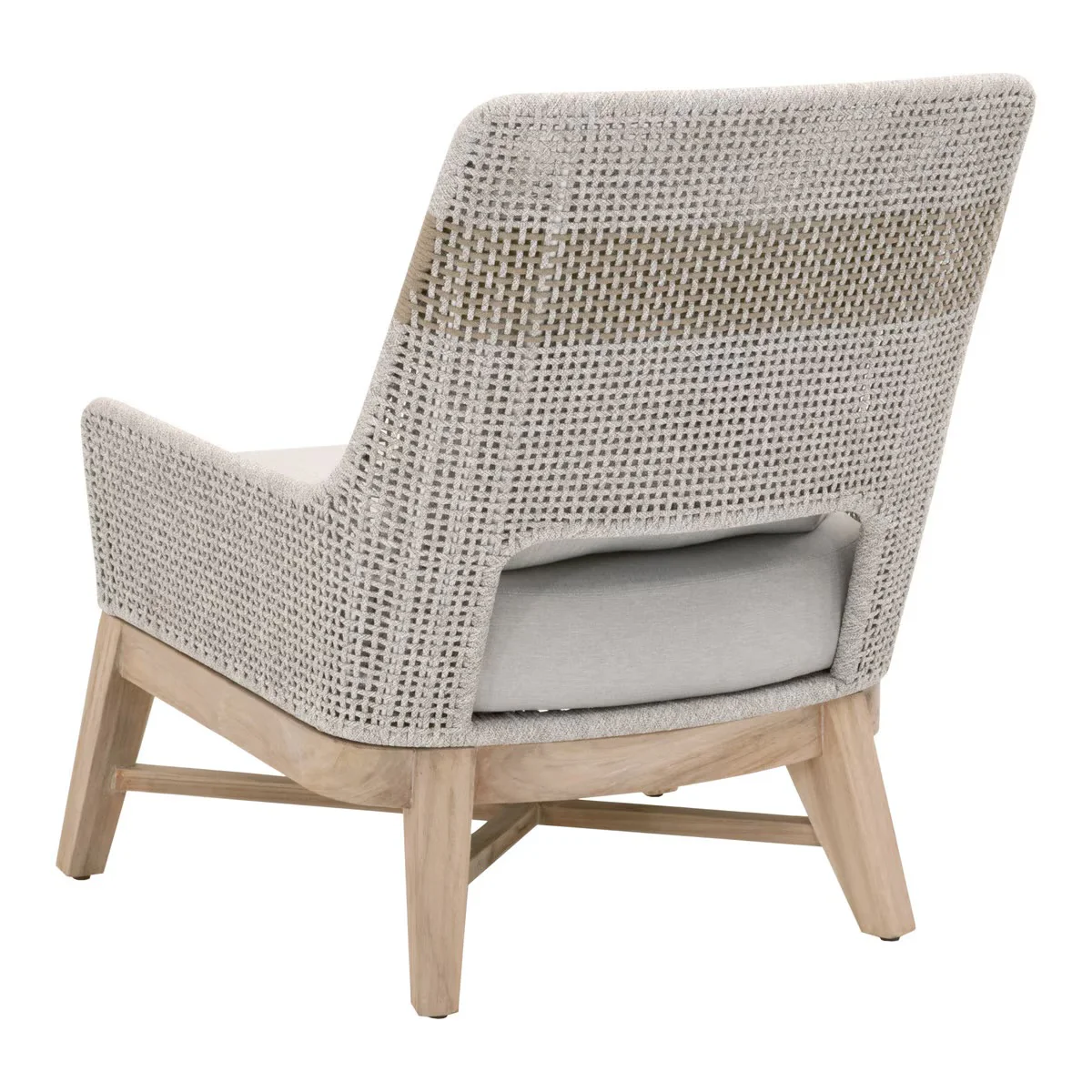 Essentials For Living Tapestry Outdoor Club Chair ~ Taupe & White Flat Rope, Taupe Stripe, Performance Pumice, Gray Teak - Image 4