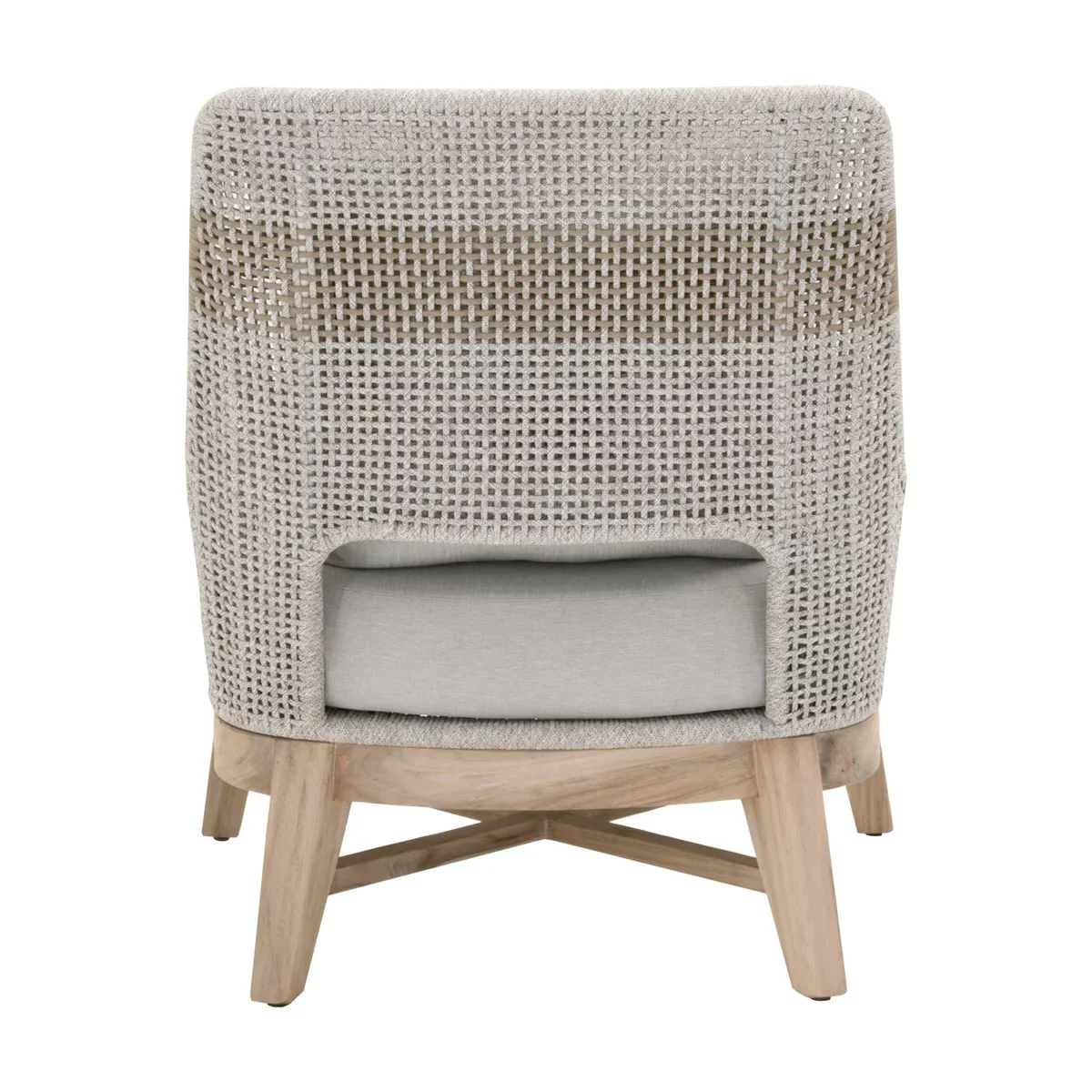 Essentials For Living Tapestry Outdoor Club Chair ~ Taupe & White Flat Rope, Taupe Stripe, Performance Pumice, Gray Teak - Image 5