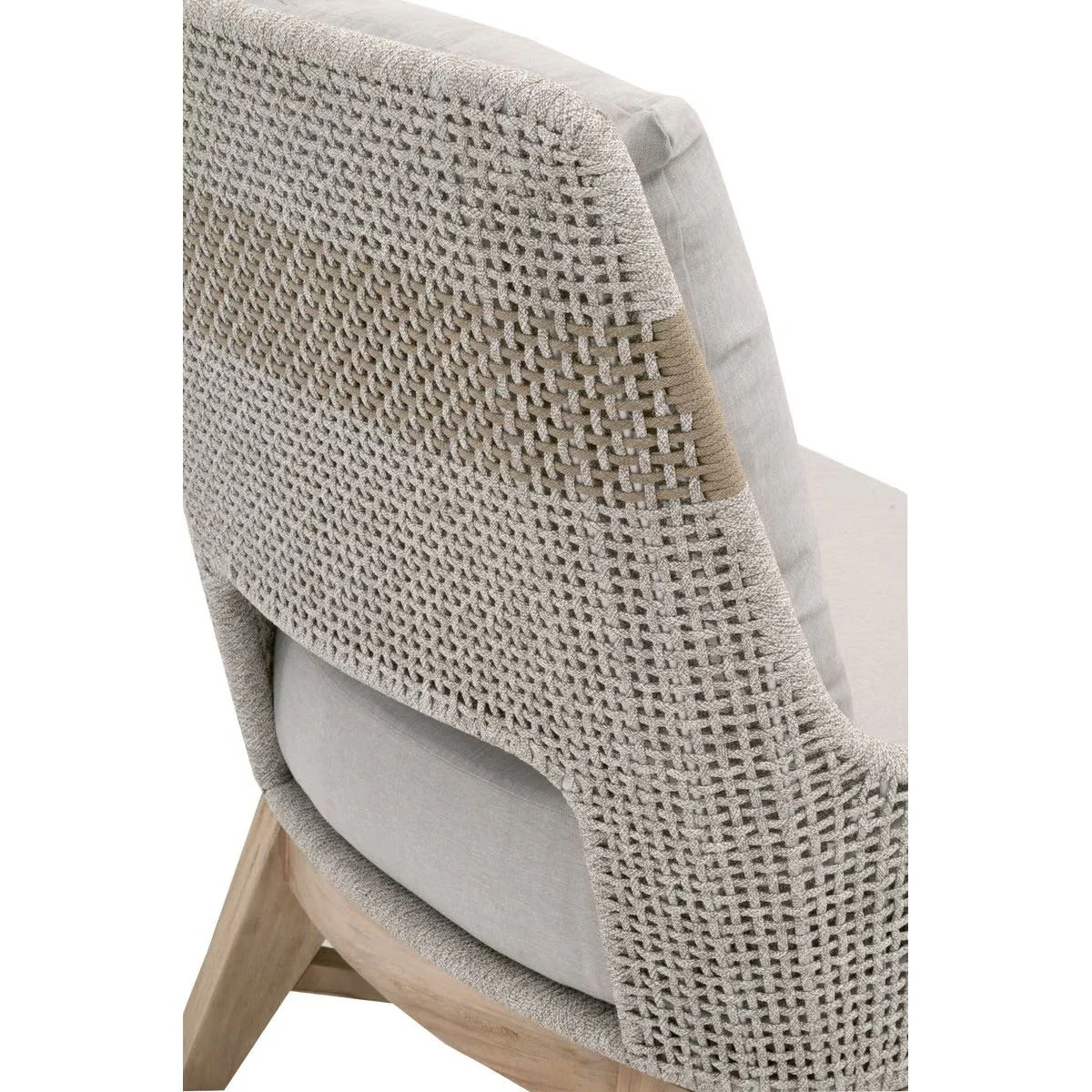Essentials For Living Tapestry Outdoor Club Chair ~ Taupe & White Flat Rope, Taupe Stripe, Performance Pumice, Gray Teak - Image 6