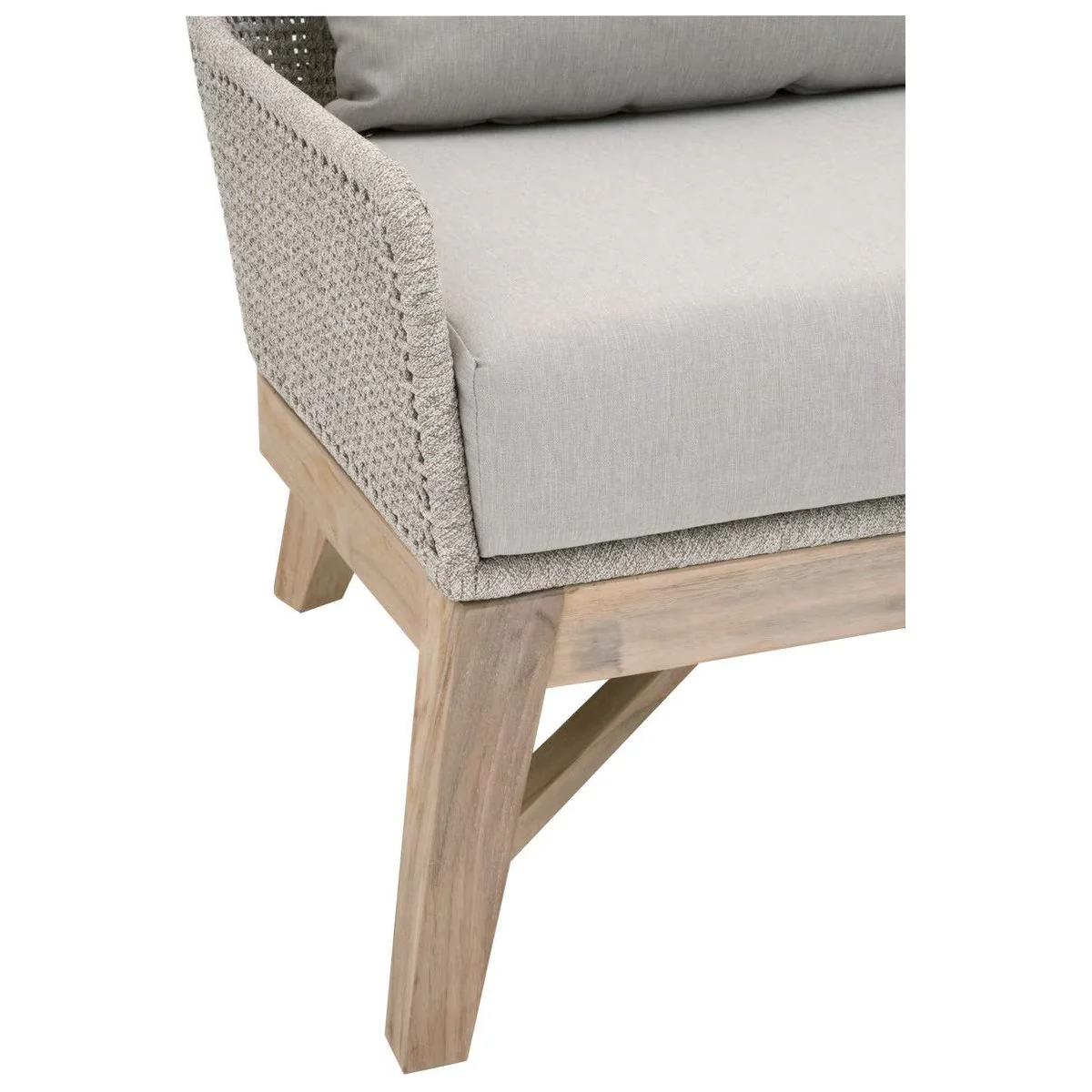 Essentials For Living Tapestry Outdoor Club Chair ~ Taupe & White Flat Rope, Taupe Stripe, Performance Pumice, Gray Teak - Image 7