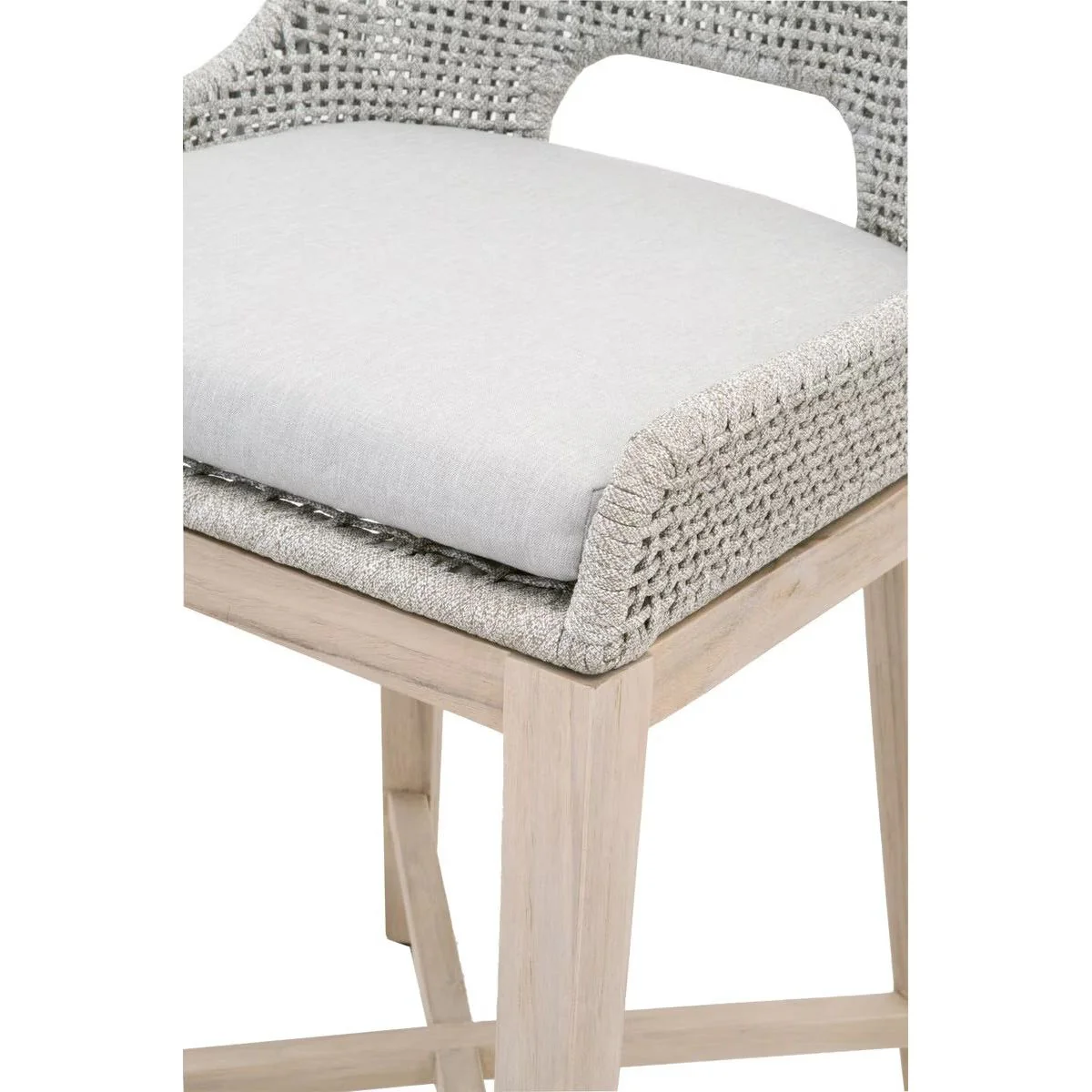 Essentials For Living Tapestry Outdoor Counter Stool ~ Taupe & White Flat Rope, Taupe Stripe, Performance Pumice, Gray Teak - Image 6