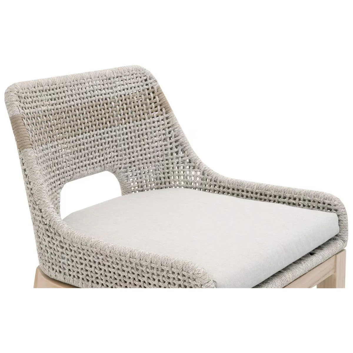 Essentials For Living Tapestry Outdoor Counter Stool ~ Taupe & White Flat Rope, Taupe Stripe, Performance Pumice, Gray Teak - Image 8