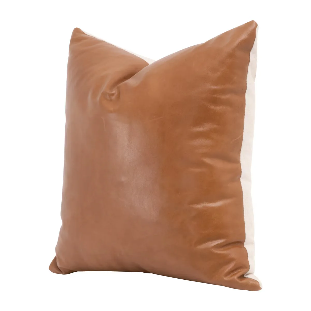 Essentials For Living The Better Together 22”  Essential Pillow ~ Whiskey Brown Top Grain Leather, Jute - Image 2