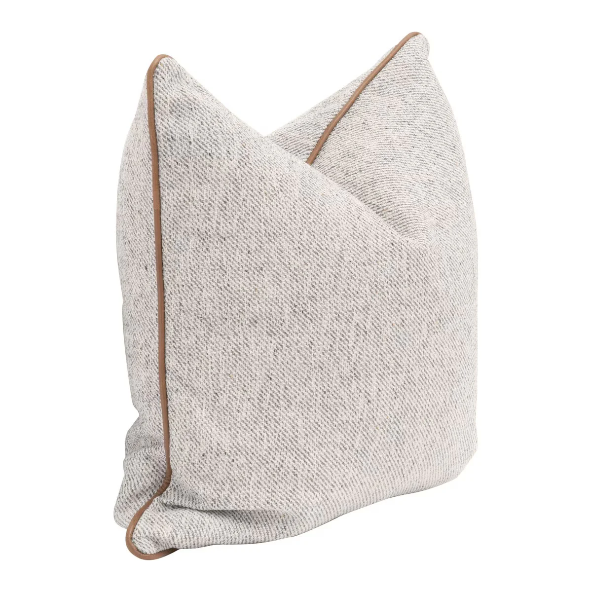 Essentials For Living The Not So Basic 22” Essential Pillow ~ Howell Natural, Whiskey Brown Top Grain Leather Piping - Image 2