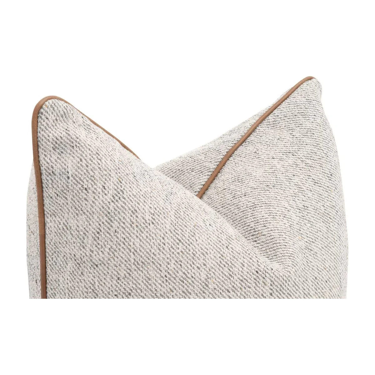 Essentials For Living The Not So Basic 22” Essential Pillow ~ Howell Natural, Whiskey Brown Top Grain Leather Piping - Image 3