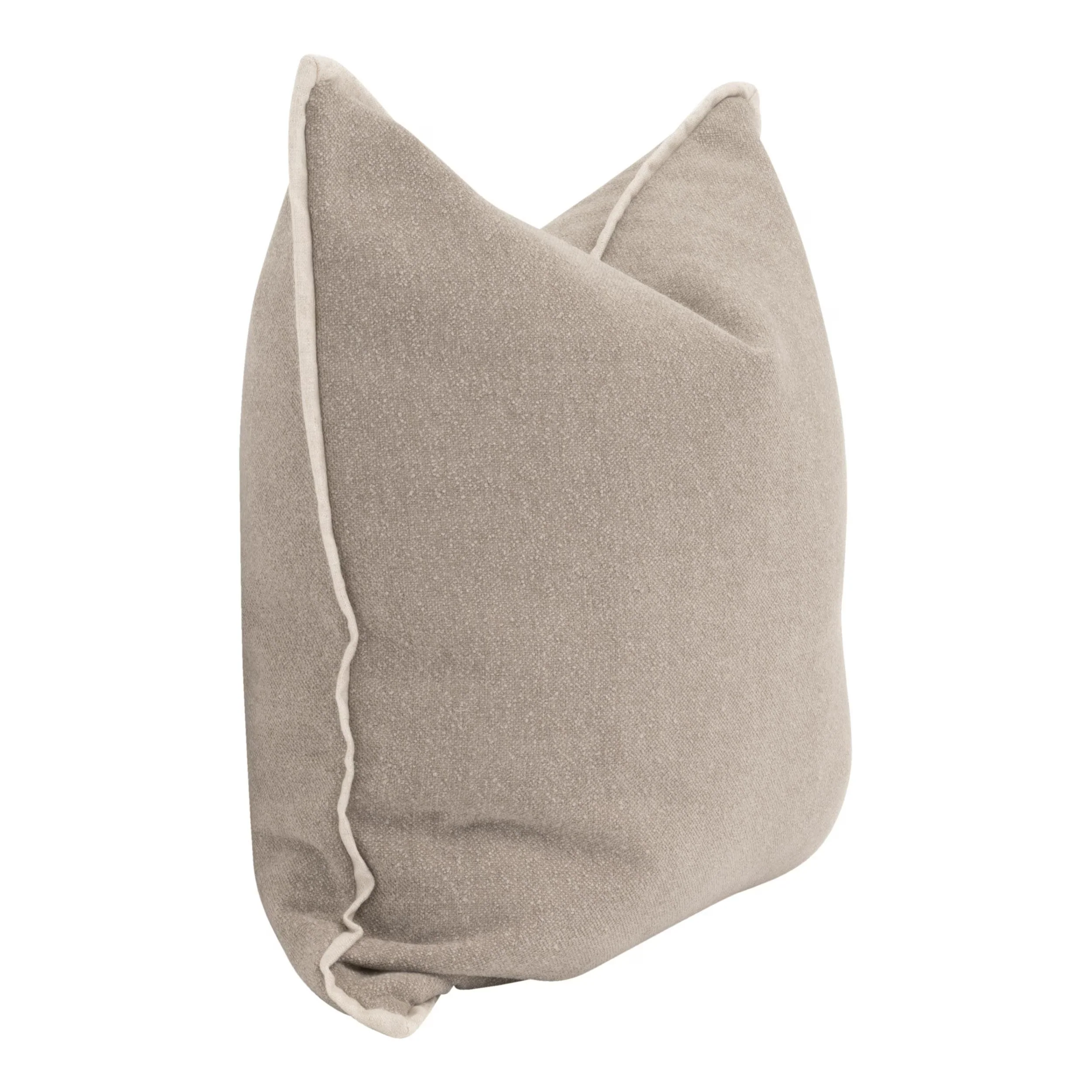 Essentials For Living The Not So Basic 22” Pillow ~ Performance Latte Micro Boucle, Jute Flat Piping - Image 2