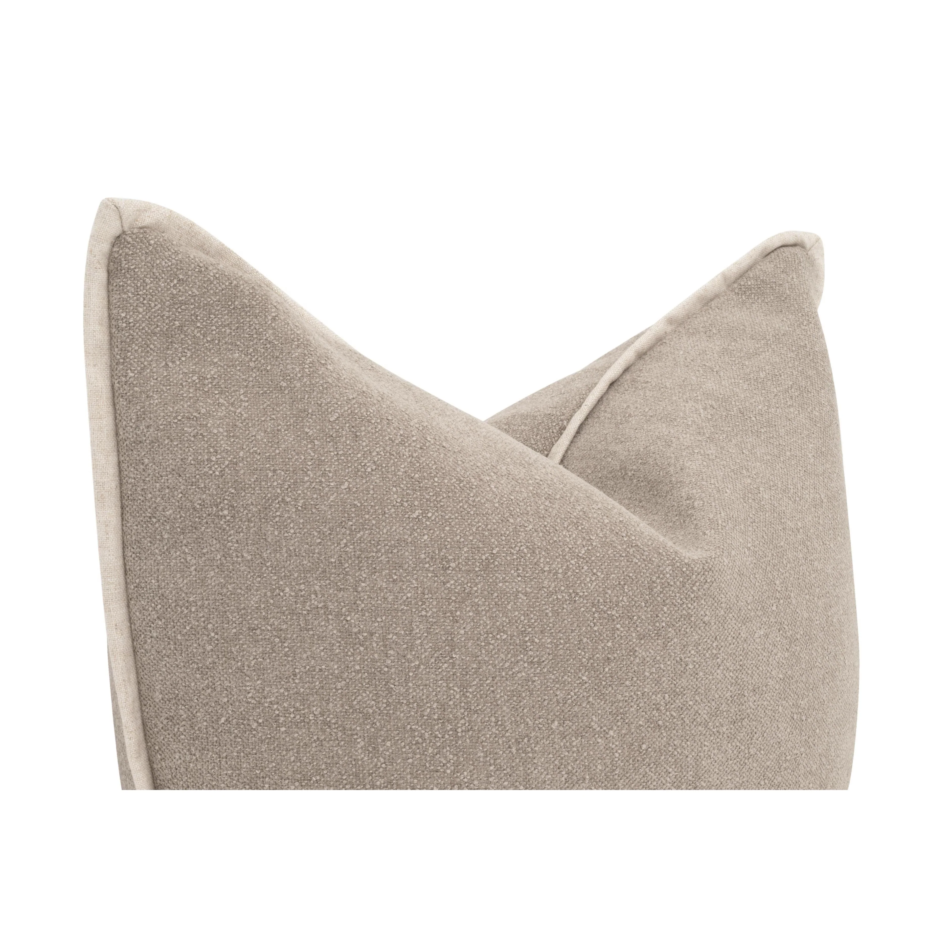 Essentials For Living The Not So Basic 22” Pillow ~ Performance Latte Micro Boucle, Jute Flat Piping - Image 3