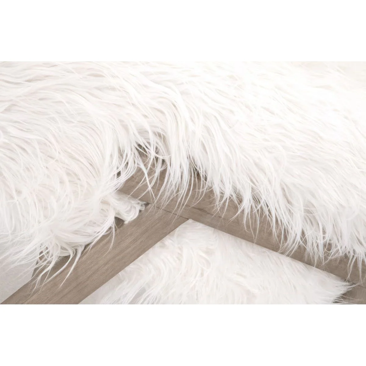 Essentials For Living Tibet Ottoman ~ White Fur With Smoke Gray Oak - Image 4