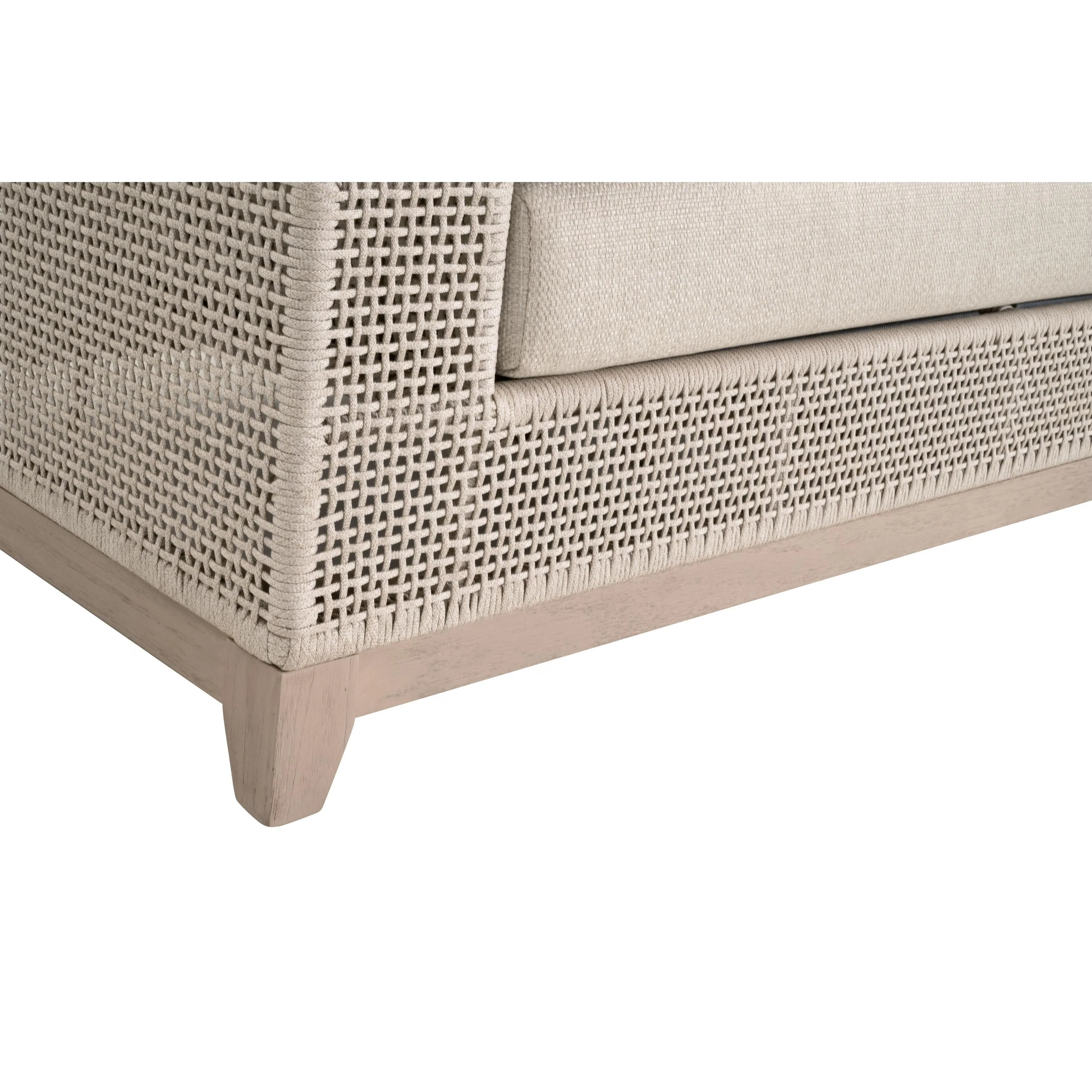 Essentials For Living Tropez Outdoor 90” Sofa ~ Oat Flat Rope, Performance Ecru Weave, Washed Ever Teak - Image 10