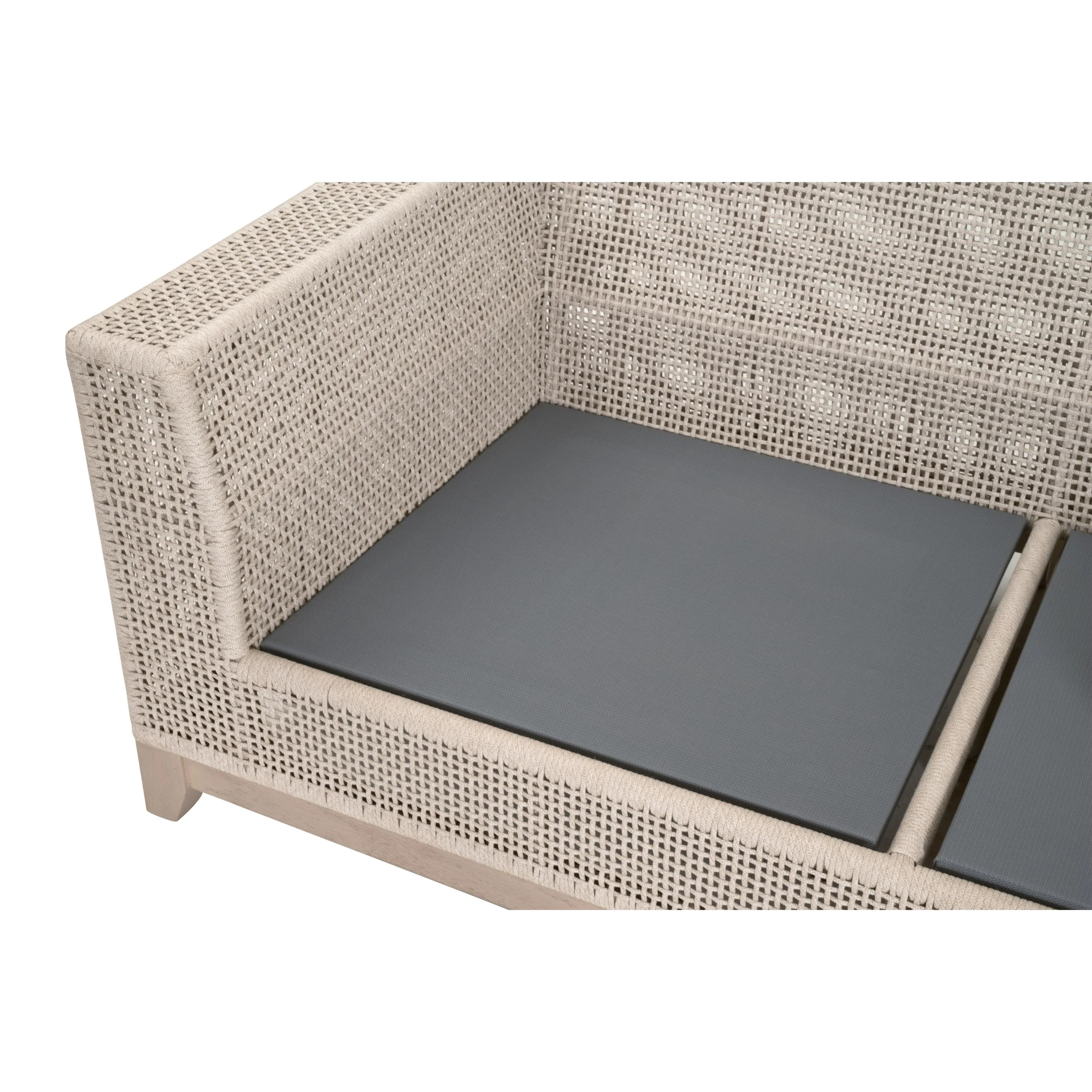 Essentials For Living Tropez Outdoor 90” Sofa ~ Oat Flat Rope, Performance Ecru Weave, Washed Ever Teak - Image 11