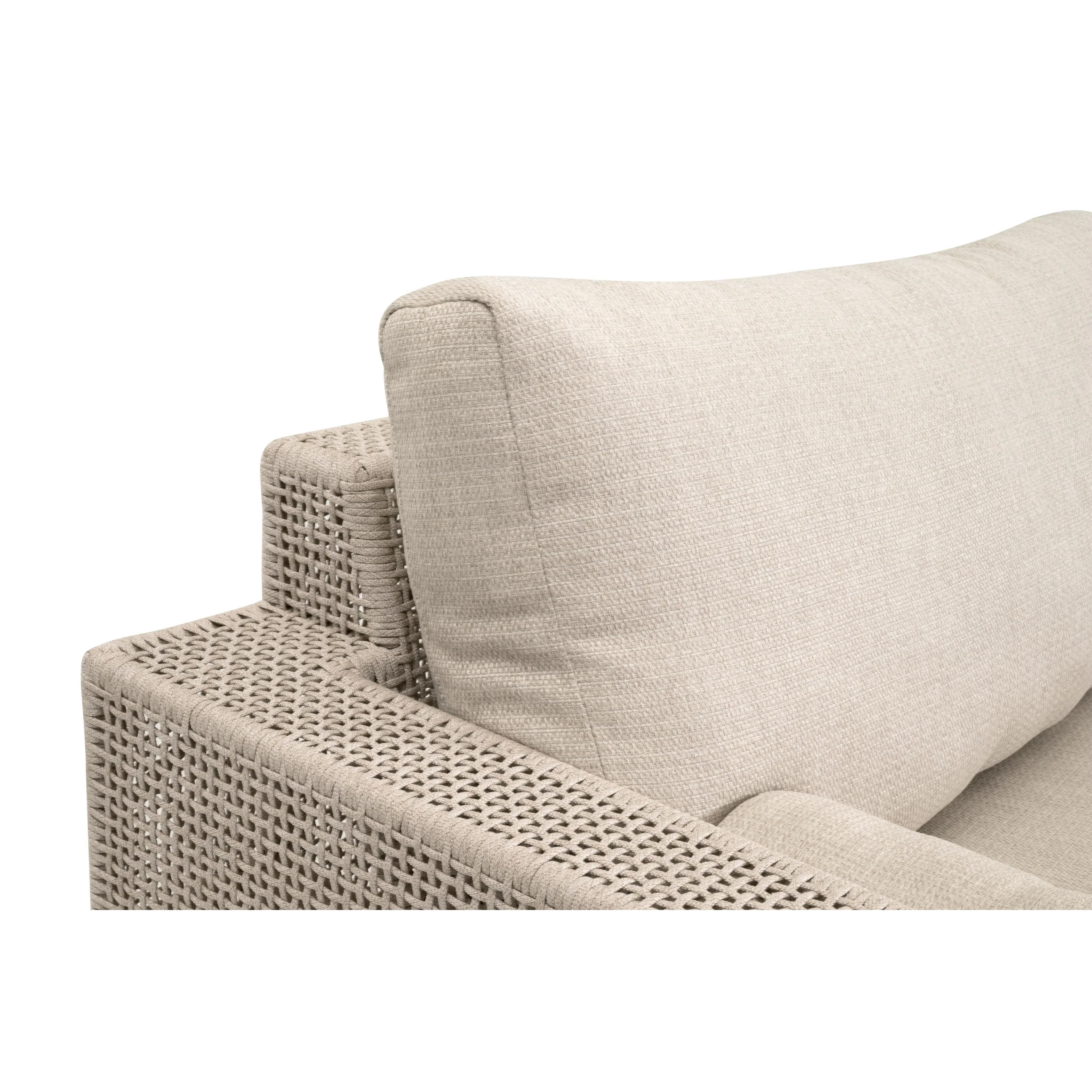 Essentials For Living Tropez Outdoor 90” Sofa ~ Oat Flat Rope, Performance Ecru Weave, Washed Ever Teak - Image 8