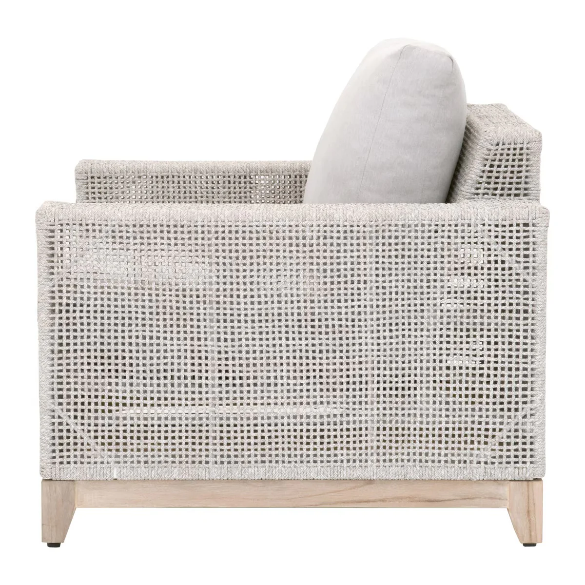 Essentials For Living Tropez Outdoor Sofa Chair ~ Taupe & White Flat Rope, Performance Pumice, Gray Teak - Image 3