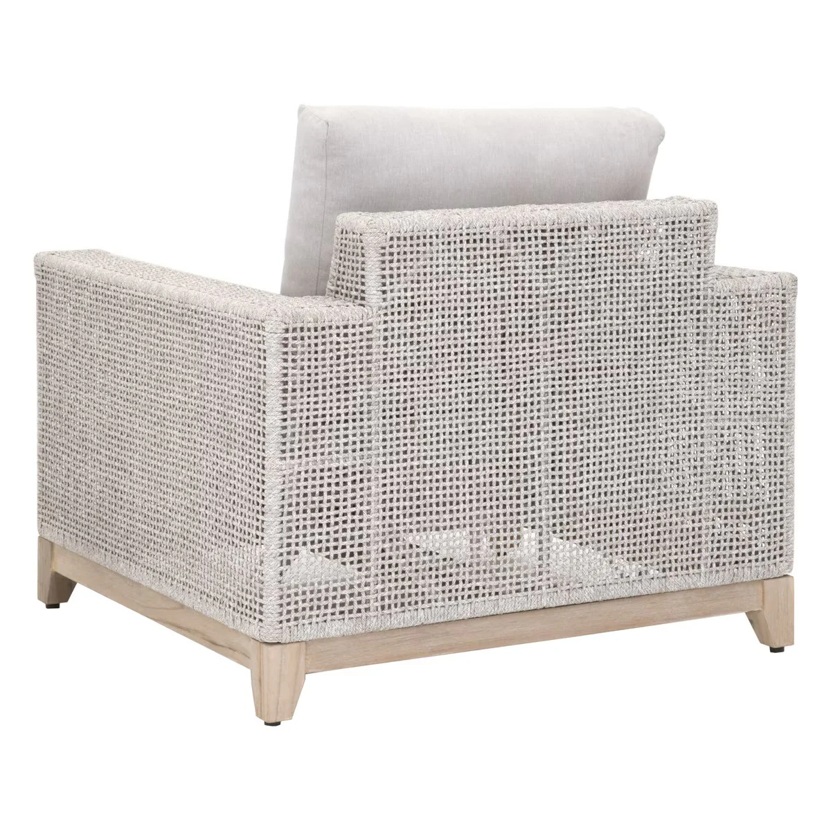 Essentials For Living Tropez Outdoor Sofa Chair ~ Taupe & White Flat Rope, Performance Pumice, Gray Teak - Image 4