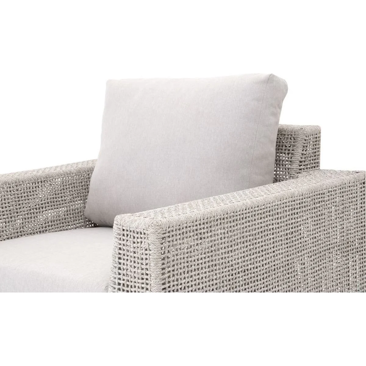 Essentials For Living Tropez Outdoor Sofa Chair ~ Taupe & White Flat Rope, Performance Pumice, Gray Teak - Image 7