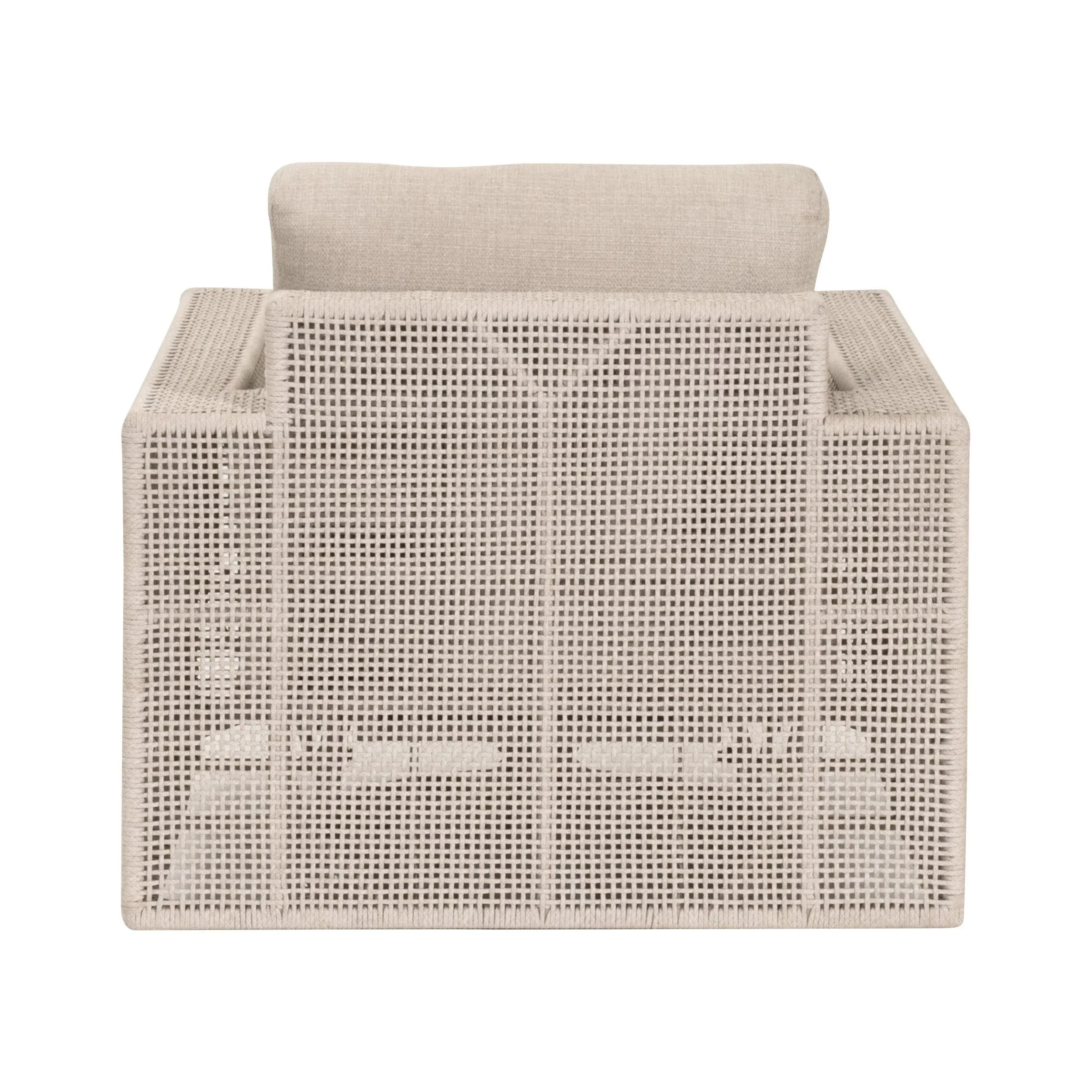 Essentials For Living Tropez Outdoor Swivel Rocker Sofa Chair ~ Oat Flat Rope, Performance Ecru Weave, Washed Ever Teak - Image 5