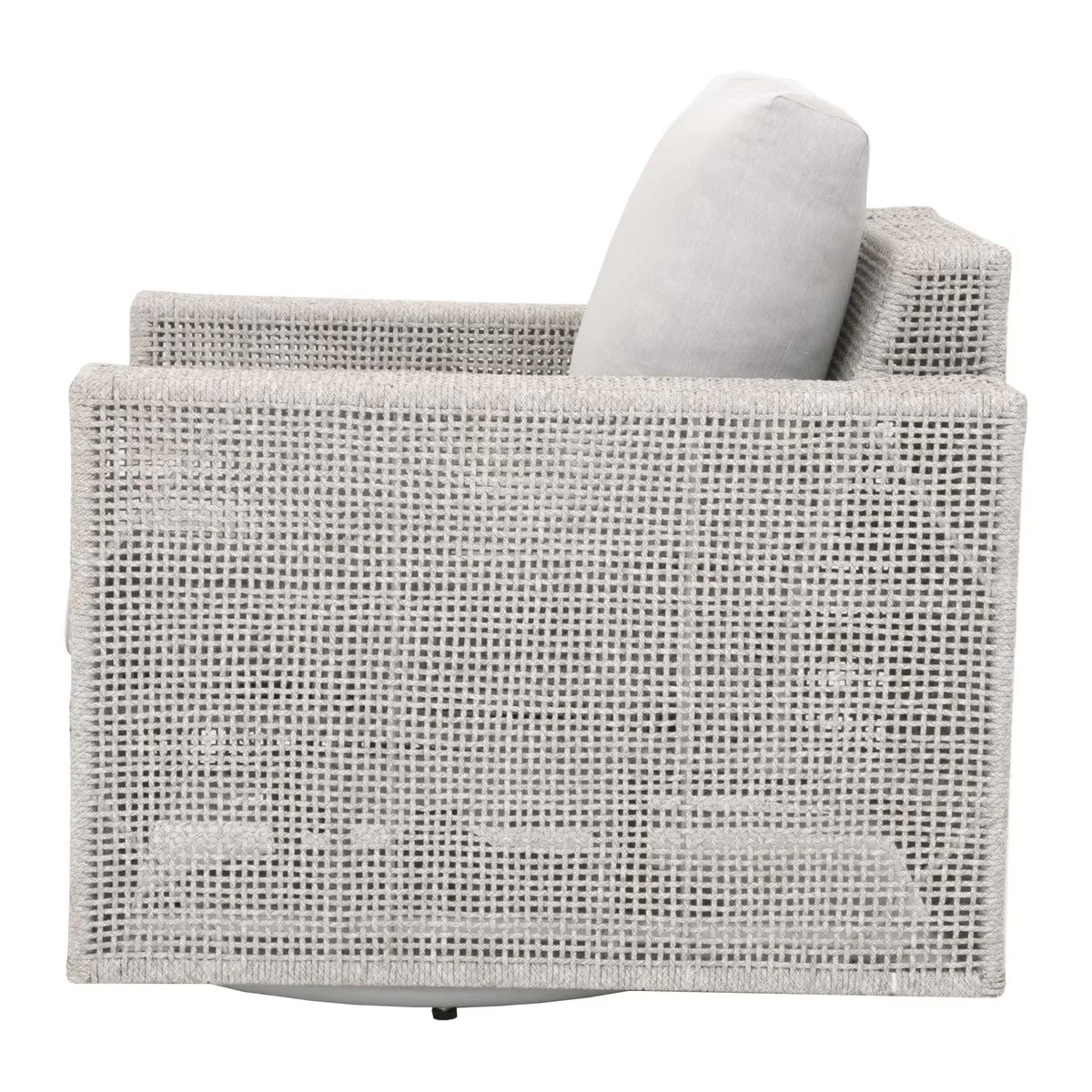 Essentials For Living Tropez Outdoor Swivel Rocker Sofa Chair ~ Taupe & White Flat Rope, Performance Pumice - Image 3