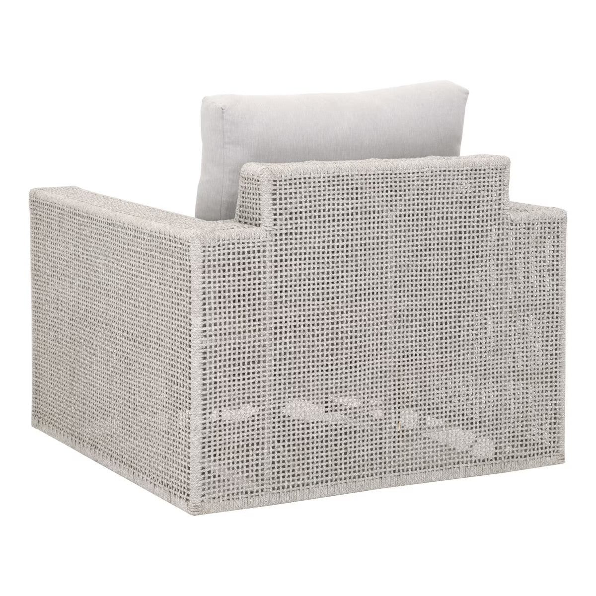 Essentials For Living Tropez Outdoor Swivel Rocker Sofa Chair ~ Taupe & White Flat Rope, Performance Pumice - Image 4