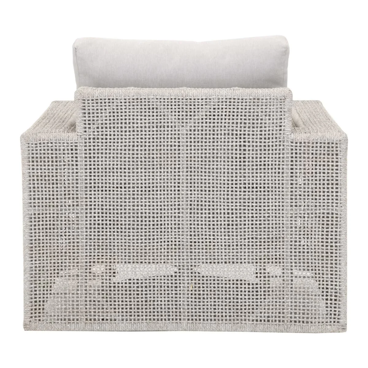 Essentials For Living Tropez Outdoor Swivel Rocker Sofa Chair ~ Taupe & White Flat Rope, Performance Pumice - Image 5
