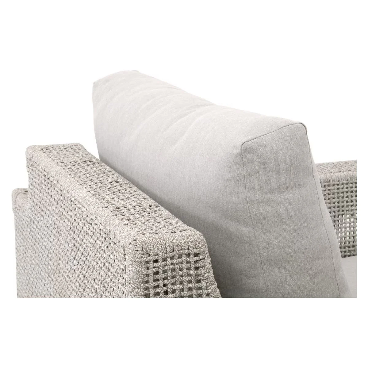 Essentials For Living Tropez Outdoor Swivel Rocker Sofa Chair ~ Taupe & White Flat Rope, Performance Pumice - Image 6