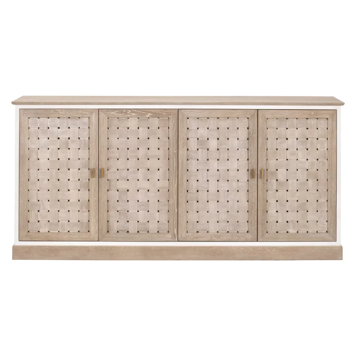 Essentials For Living Weave Smoke Gray Oak With White Painted Oak Media Sideboard