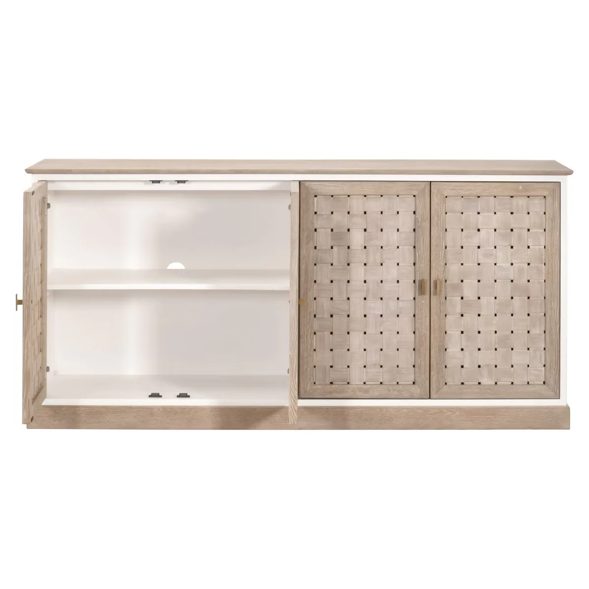 Essentials For Living Weave Smoke Gray Oak With White Painted Oak Media Sideboard - Image 4