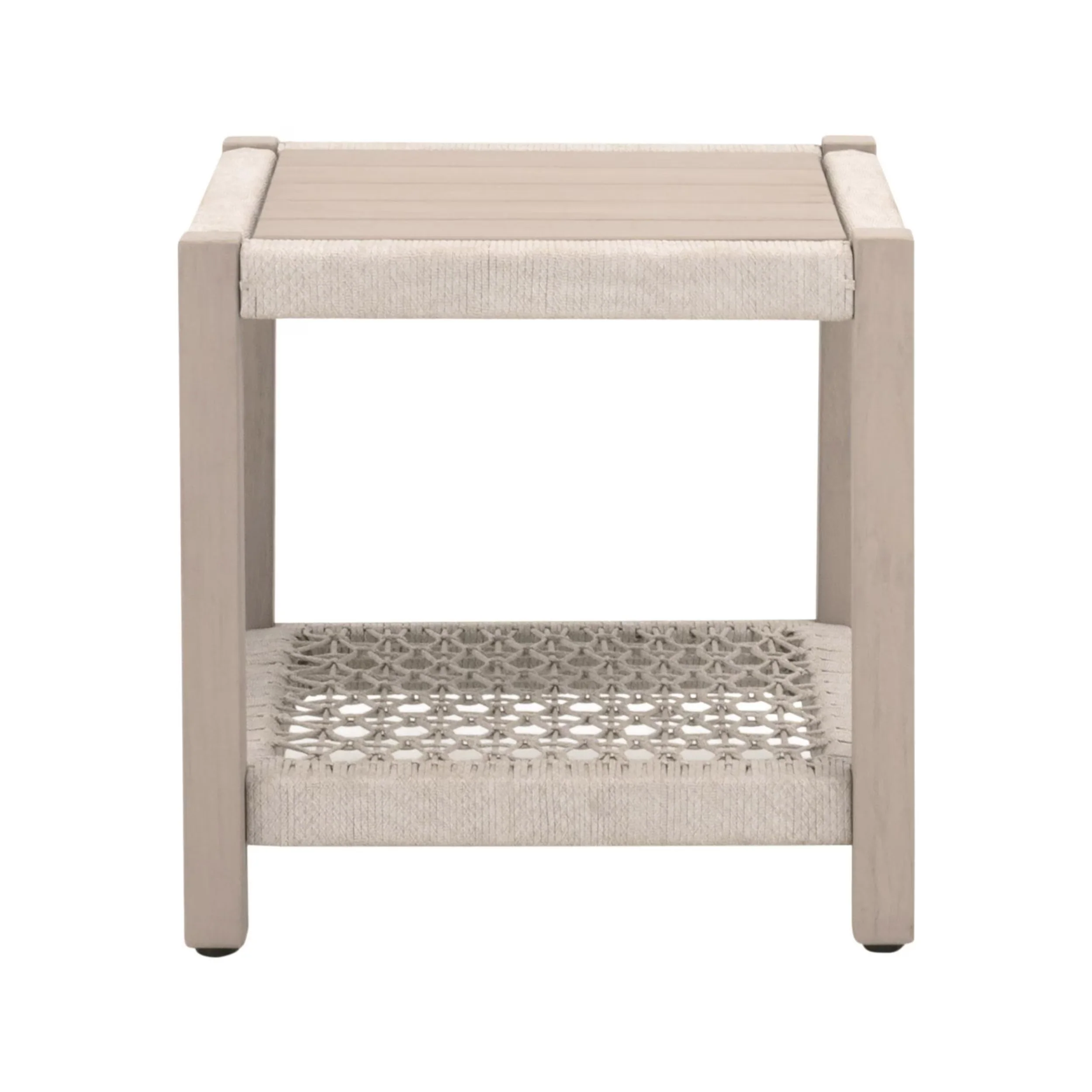 Essentials For Living Wrap Outdoor End Table ~ Oat Flat Rope, Washed Ever Teak - Image 3