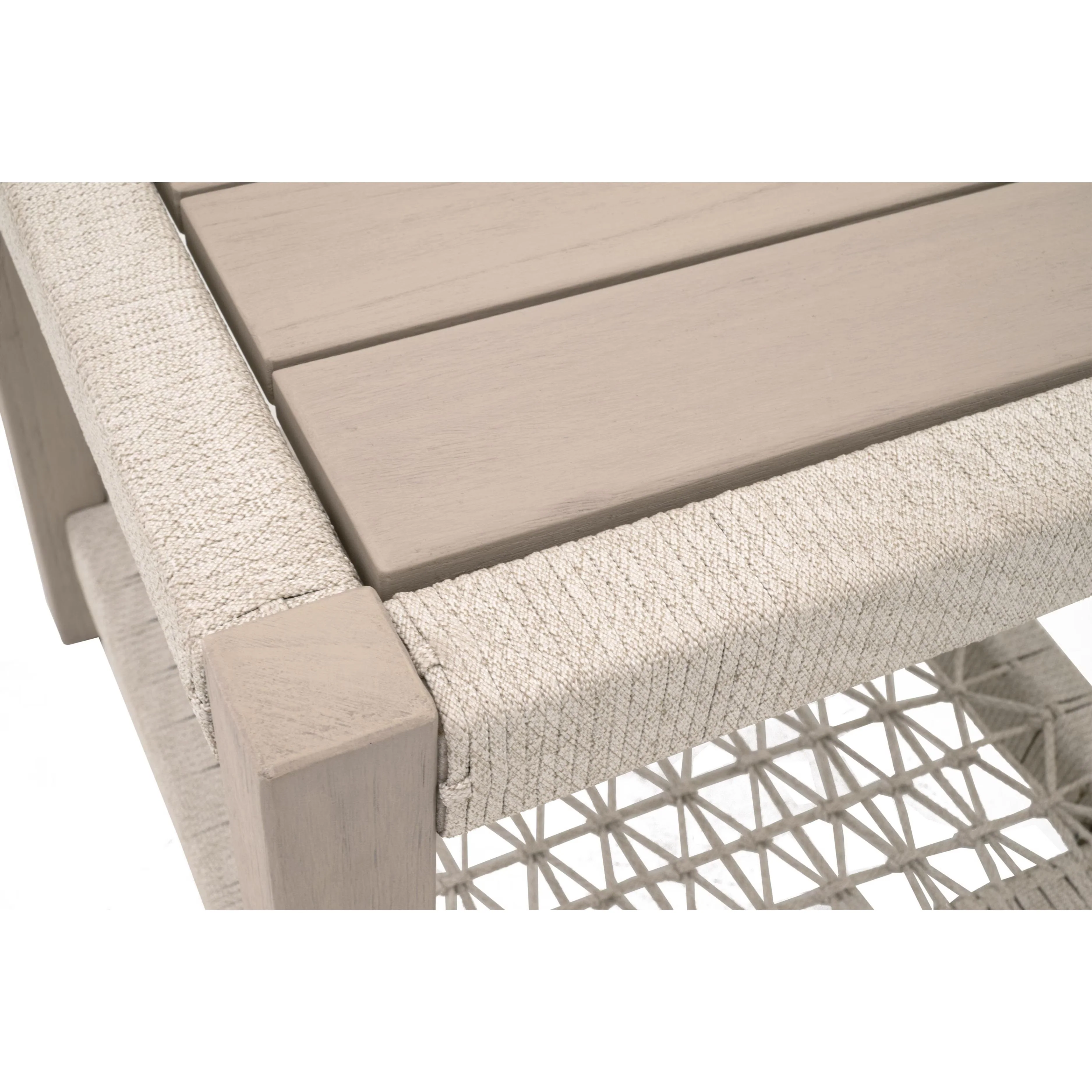 Essentials For Living Wrap Outdoor End Table ~ Oat Flat Rope, Washed Ever Teak - Image 4