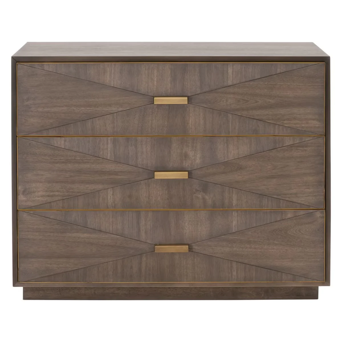 Essentials For Living Wynn 3-Drawer Nightstand ~ Burnished Brown Acacia Brushed Gold Hardware ~ LIMITED QUANTITY! ~ ONLY 1 LEFT!