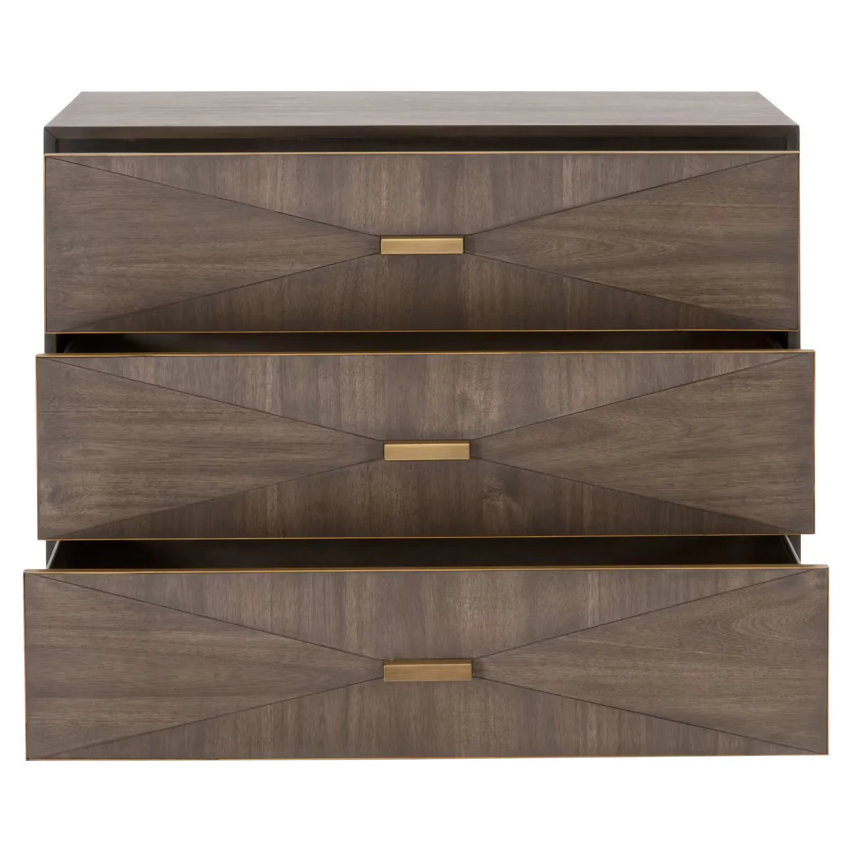 Essentials For Living Wynn 3-Drawer Nightstand ~ Burnished Brown Acacia Brushed Gold Hardware ~ LIMITED QUANTITY! ~ ONLY 1 LEFT! - Image 2