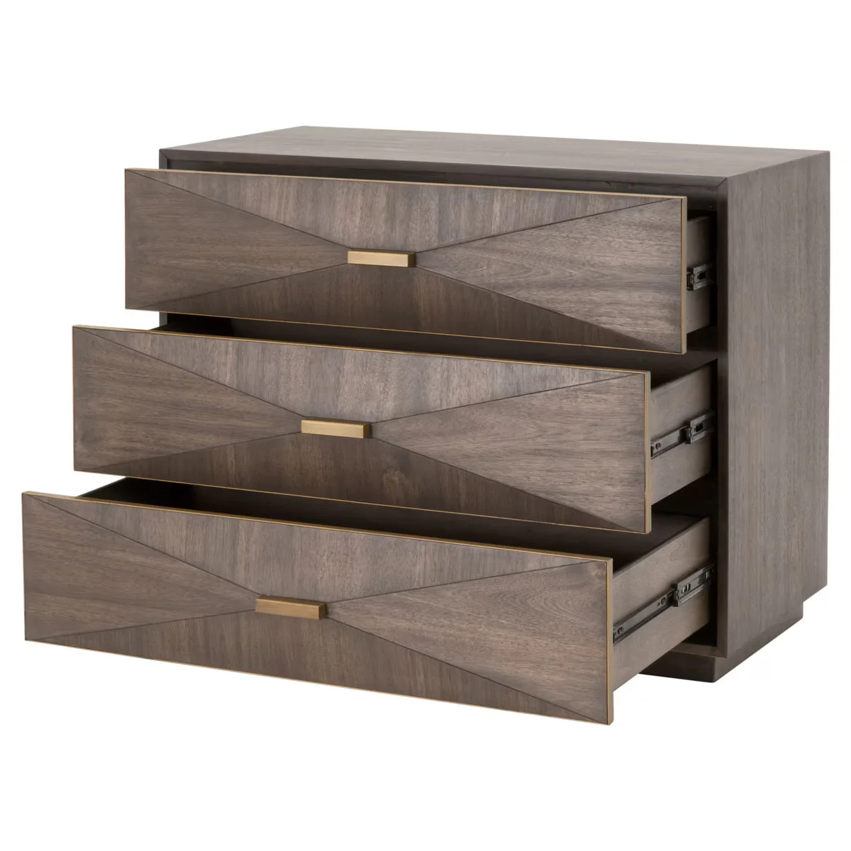 Essentials For Living Wynn 3-Drawer Nightstand ~ Burnished Brown Acacia Brushed Gold Hardware ~ LIMITED QUANTITY! ~ ONLY 1 LEFT! - Image 4