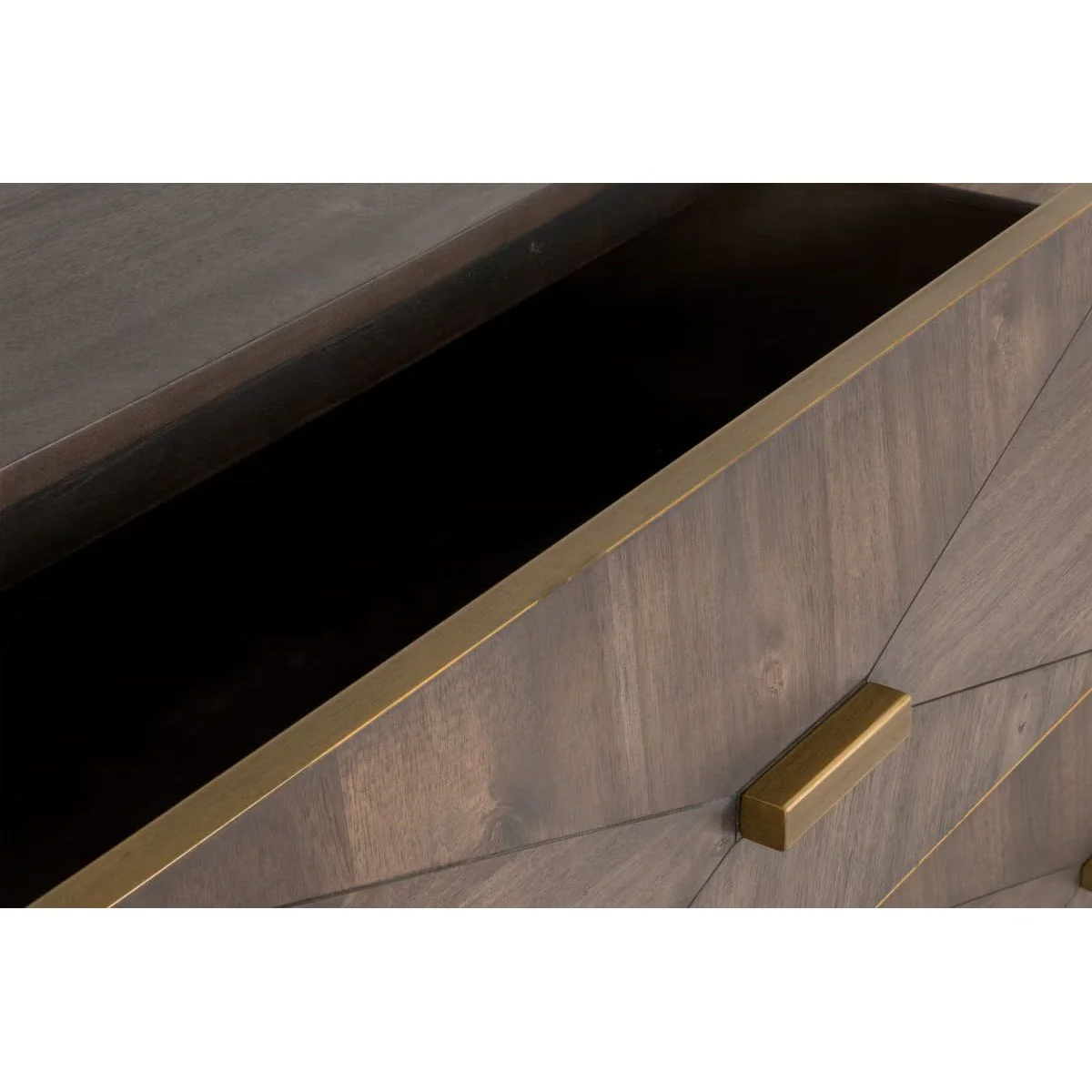 Essentials For Living Wynn 6-Drawer Double Dresser ~ Burnished Brown Acacia With Brushed Gold Hardware - Image 4