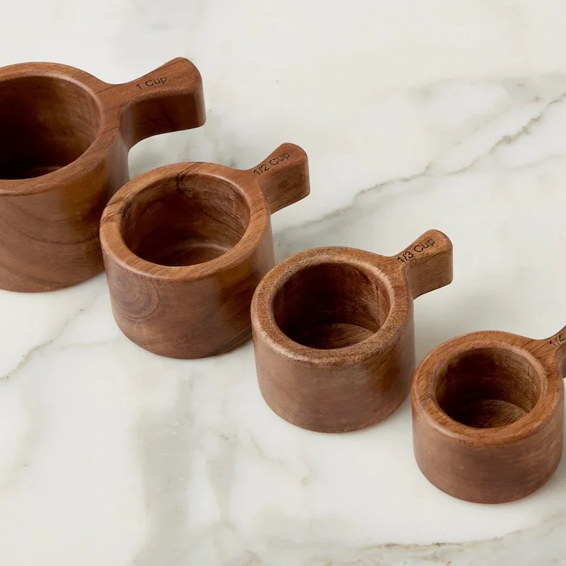 etúHOME French Bistro Wood Measuring Cups Set of 4 - Image 4