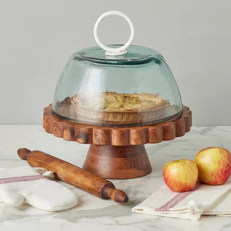 etúHOME Natural Scalloped Wood Cake Stand ~ IN-STORE PURCHASE ONLY - Image 3