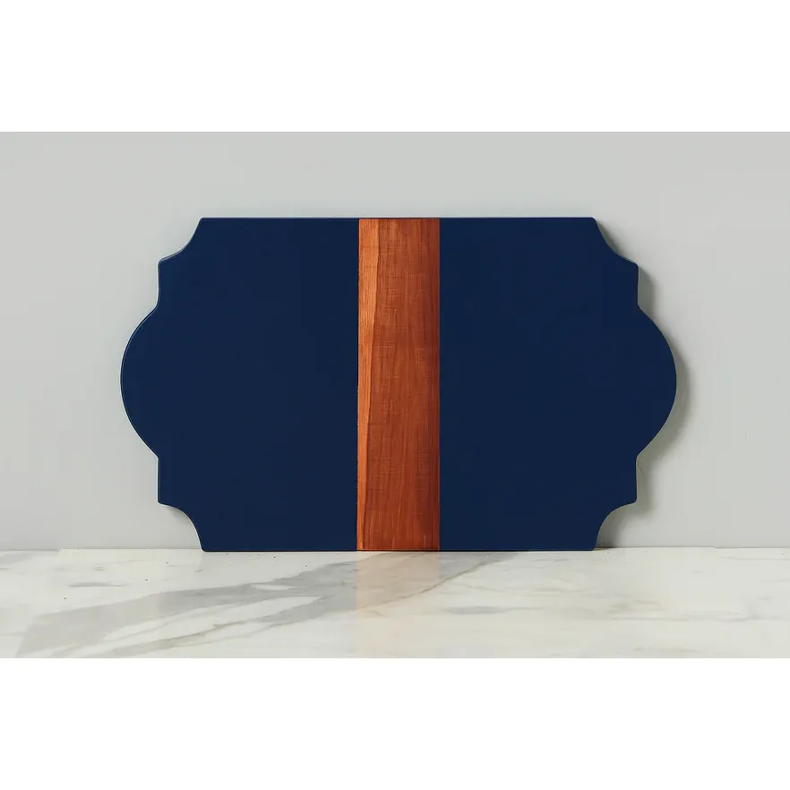 etúHOME Trefoil Wood Cheese Board Charger, Navy Blue ~ IN-STORE PURCHASE ONLY