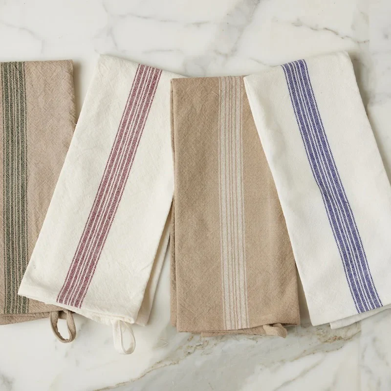 etúHOME Vintage Spruce Green Stripe Kitchen Tea Towels ~ Set of 2 - Image 4