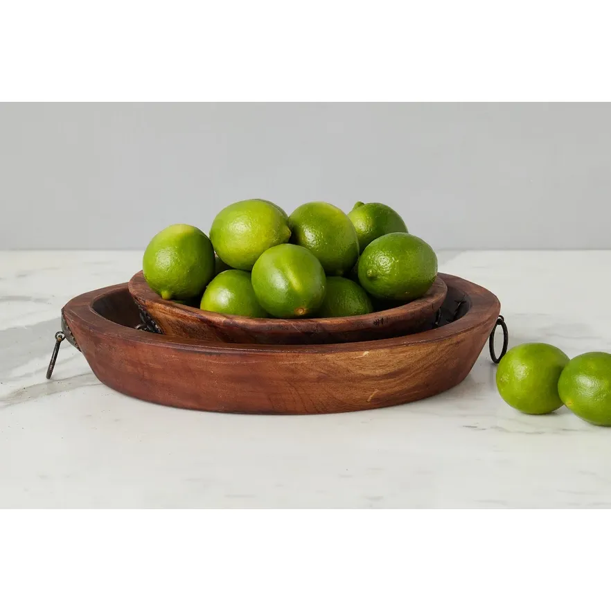 etúHOME Vintage Wood Bowl with Iron Handle, Small ~ IN-STORE PURCHASE ONLY - Image 2