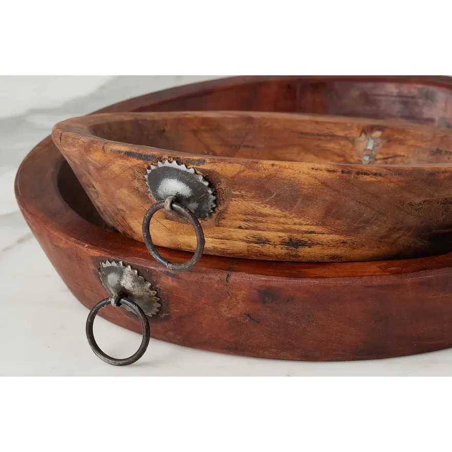 etúHOME Vintage Wood Bowl with Iron Handle, Small ~ IN-STORE PURCHASE ONLY - Image 3